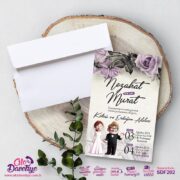 Carl Ellie Mor Çiçekli Davetiye