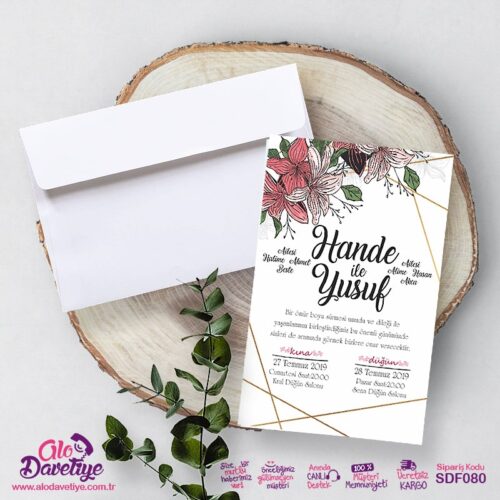 cicekli elegant davetiye