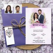 Gelin Damat Özel Çizim Düğün Davetiyesi