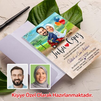 Tesettür karikatür davetiye